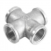 Крестовина латунная резьбовая равнопроходная STOUT (ВР) - 3/4" (никелированная)