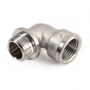 Отвод 90° с упором латунный резьбовой STOUT (НР/ВР) - 1"1/4 (никелированный)