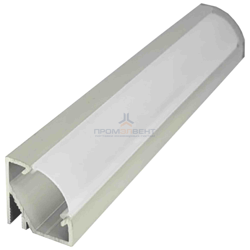08-21-01 Профиль алюминиевый для светодиодной ленты, анод., угловой, накладной, серебро, 17х17мм, 2м, шир. ленты до 10мм, без упаковки (без рассеивателя, без заглушек).