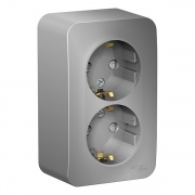Розетка 2-ая с заземлением со шторками Blanca Schneider Electric 16А 250В алюминий